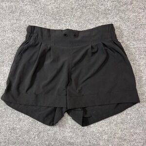 Lululemon Shorts Womens 4 Black Elastic Waist Cuffed Pockets 2.5 Inseam Athletic